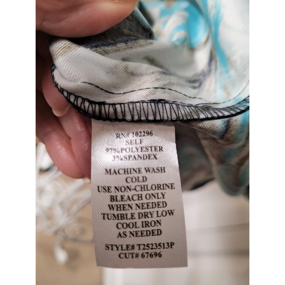 Connected Apparel Womens Floral Sheath Garden Party Spring Dress Teal Petite 8P - Picture 4 of 6